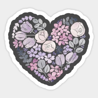 Purple Floral Heart Watercolour Sticker